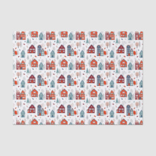 Scandinavian House Folk Art Pattern Tissue Paper