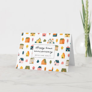 Scandinavian House Pattern Home Anniversary Card