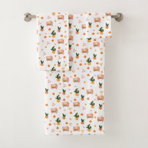 Scandinavian House TV Seamless Pattern Bath Towel Set