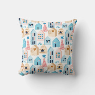 Scandinavian houses, winter mood pattern. cushion