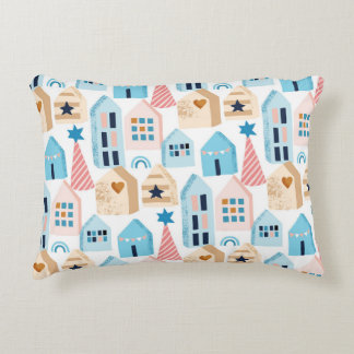 Scandinavian houses, winter mood pattern. decorative cushion