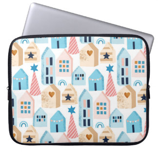 Scandinavian houses, winter mood pattern. laptop sleeve