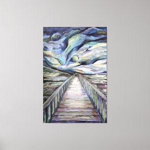 Scandinavian Idyllic Cold Winter Night  Full Moon  Canvas Print