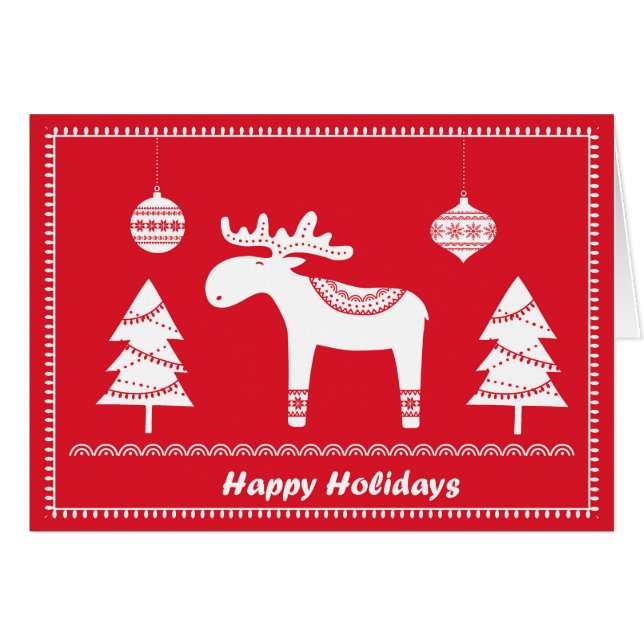 Scandinavian inspired holiday card.  Editable (Front Horizontal)