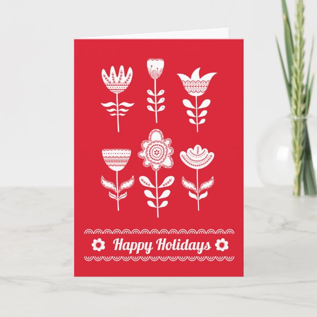 Scandinavian inspired holiday card.  Editable Card (Front)