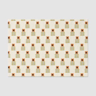 Scandinavian Inspired Orange Floral Pattern Tissue Paper
