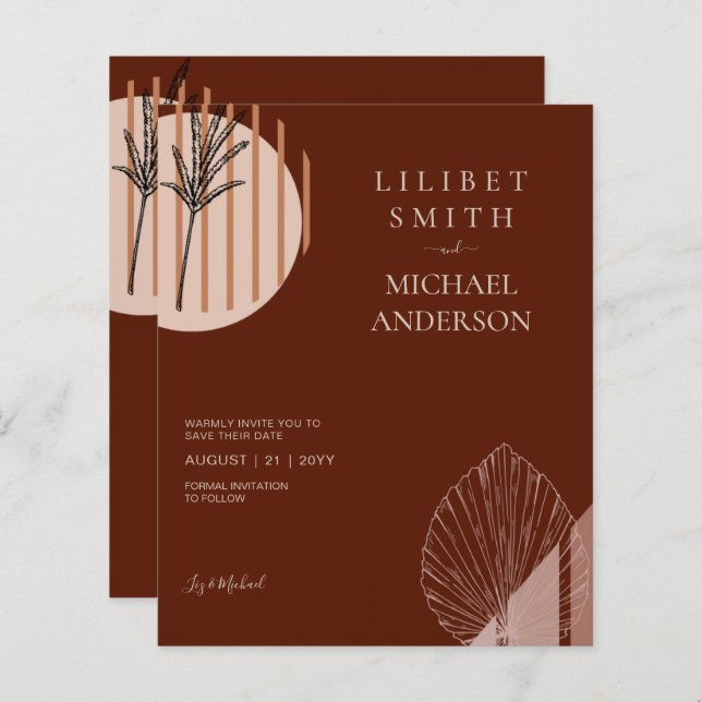 Scandinavian Japandi Abstract Shapes SAVE THE DATE (Front/Back)