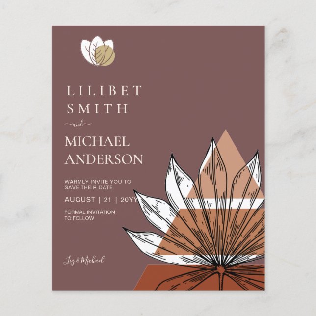 Scandinavian Japandi Abstract Shapes SAVE THE DATE Flyer (Front)