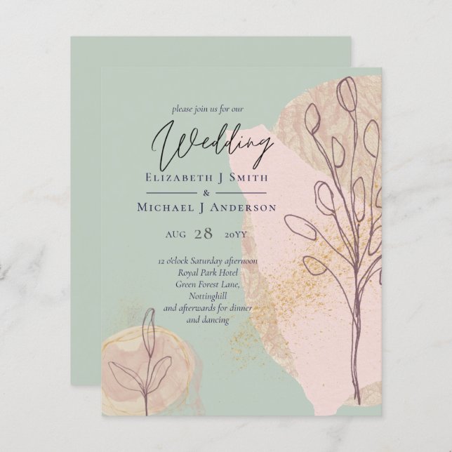 Scandinavian Japandi Modern Abstract Wedding (Front/Back)