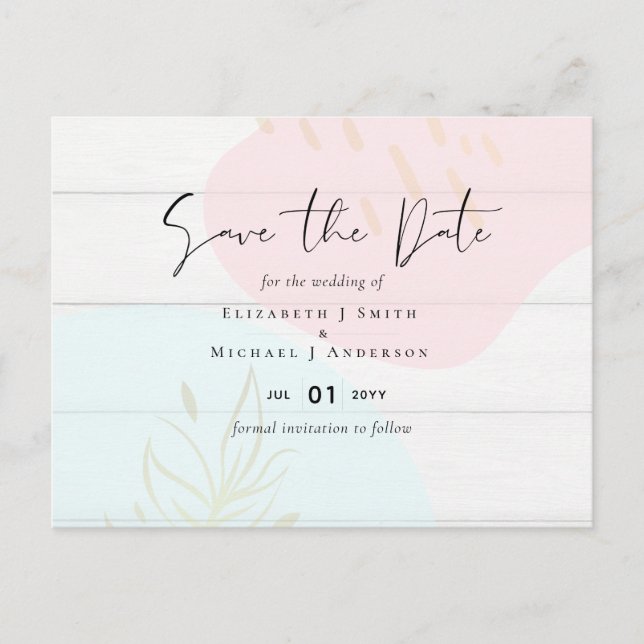 Scandinavian Japandi Modern Abstract Wedding Postcard (Front)