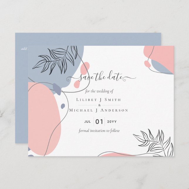 Scandinavian Japandi Modern Abstract Wedding Postcard (Front/Back)