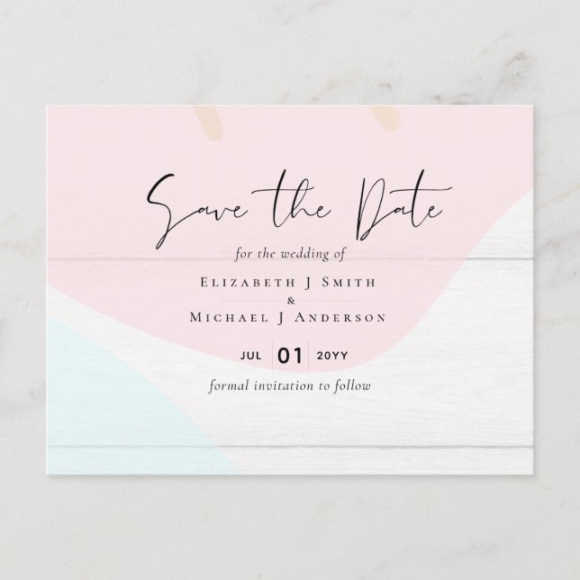 Scandinavian Japandi Modern Abstract Wedding Postcard (Front)