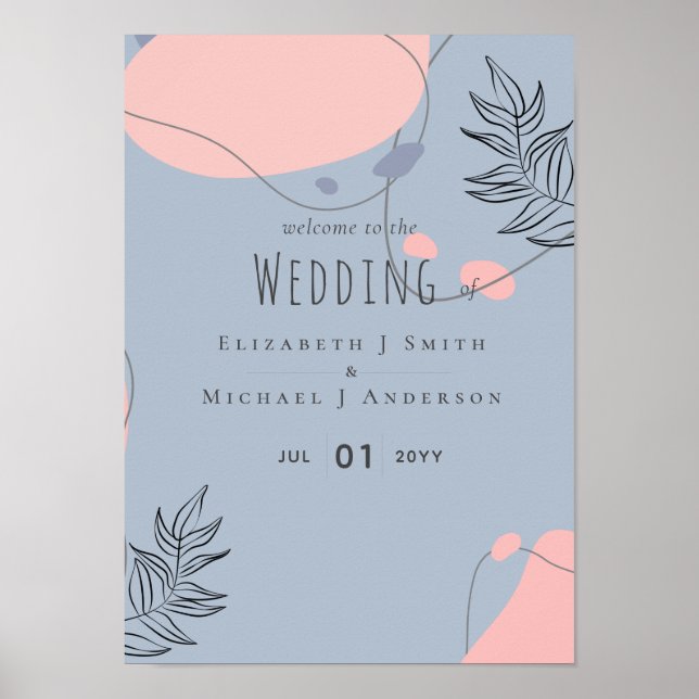 Scandinavian Japandi Modern Abstract Wedding Poster (Front)
