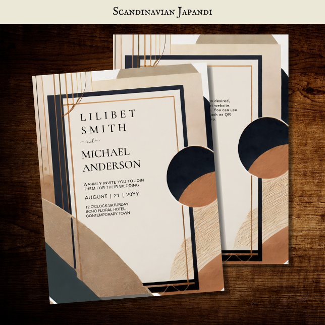 Scandinavian Japandi Wedding Theme Earth Tones Invitation (Creator Uploaded)