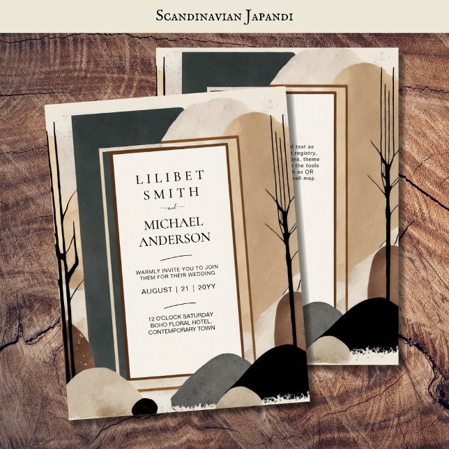 Scandinavian Japandi Wedding Theme Earth Tones Invitation (Creator Uploaded)