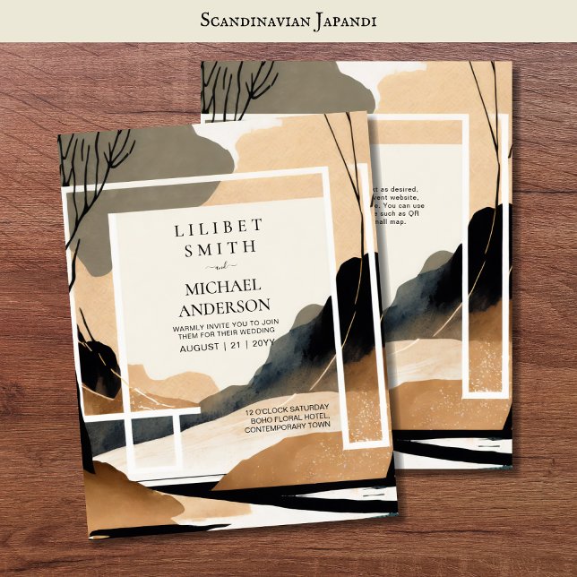 Scandinavian Japandi Wedding Theme Earth Tones Invitation (Creator Uploaded)