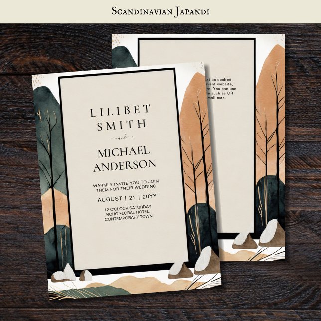 Scandinavian Japandi Wedding Theme Earth Tones Invitation (Creator Uploaded)