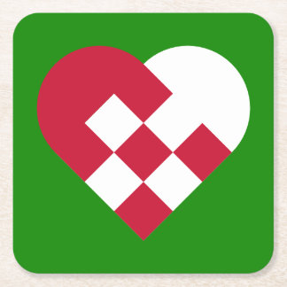 Scandinavian Jule Heart Square Paper Coaster