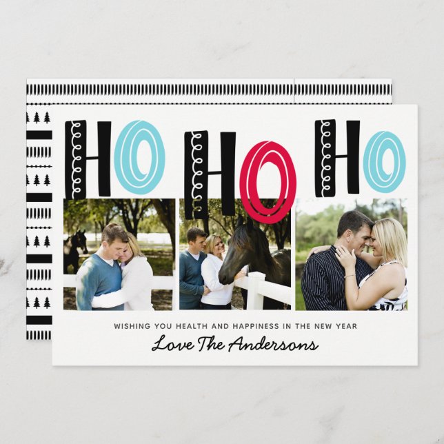 Scandinavian Lettering Christmas PHOTO Collage Invitation (Front/Back)