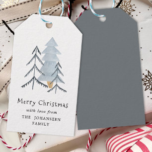 Scandinavian Merry Christmas Winter Forest Trees Gift Tags