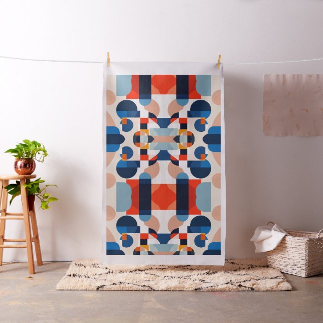 Scandinavian Mid Century Geometric Abstract Art Fabric (In Situ)