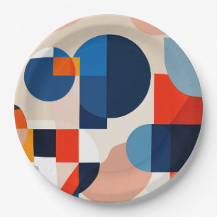 Scandinavian Mid Century Geometric Abstract Art Paper Plate
