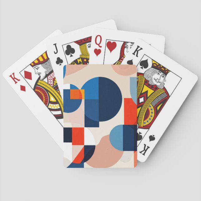 Scandinavian Mid Century Geometric Abstract Art Playing Cards (Back)