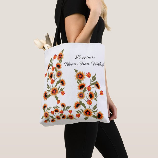 Scandinavian Motif Happiness Glows from Within Tote Bag (Close Up)
