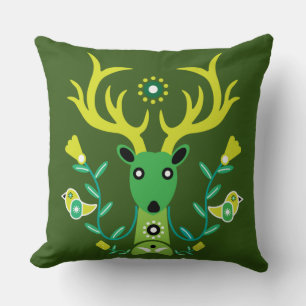 Scandinavian Nature Deer Head Art T-Shirt Throw Pi Cushion