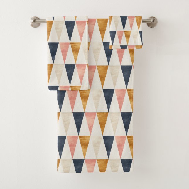 Scandinavian Navy Flag Pattern Bath Towel Set (Insitu)