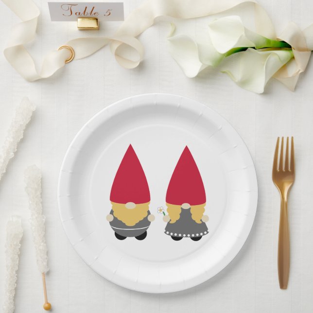 Scandinavian Nisse Tomte Gnome Paper Plate (Wedding)