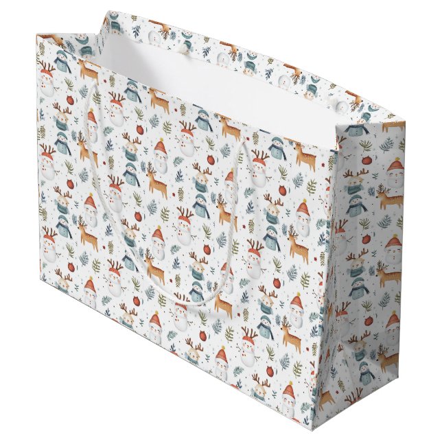 Scandinavian Nordic Christmas Large Gift Bag (Back Angled)