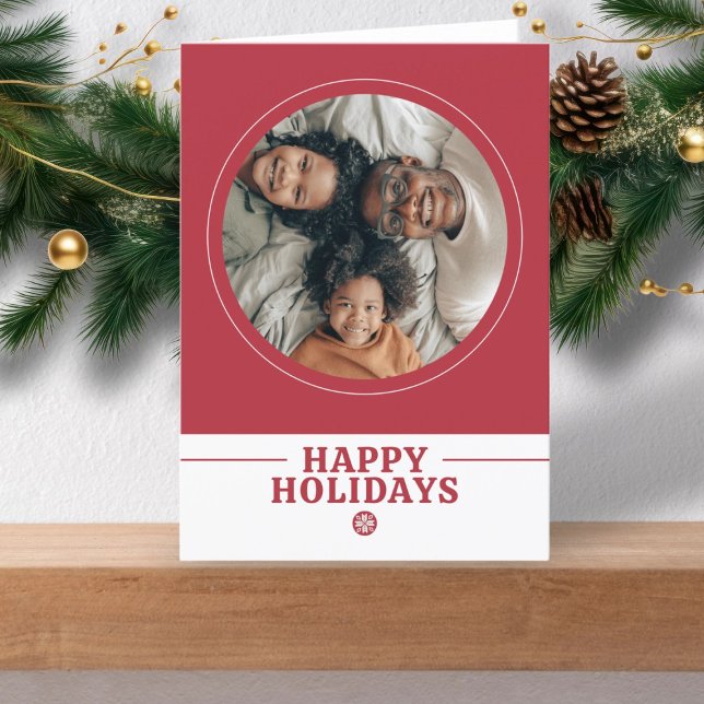 Scandinavian Nordic Christmas Photo Personalised Holiday Card (Scandinavian Nordic Christmas Photo Personalized Holiday Card by Ricaso. Red and white template)