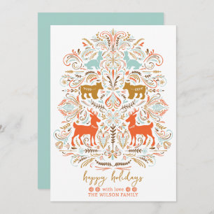 Scandinavian Nordic Folk art Fable Christmas Holiday Card