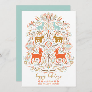 Scandinavian Nordic Folk art Fable Christmas Holiday Card