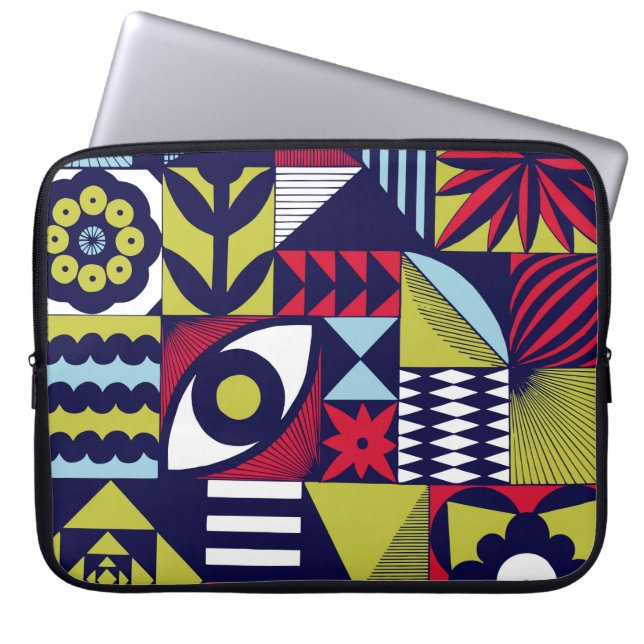 Scandinavian or retro style graphic pattern. Hand- Laptop Sleeve (Front)
