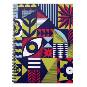 Scandinavian or retro style graphic pattern. Hand- Notebook
