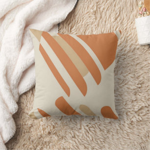 Scandinavian Orange & Cream Geometric Throw Pillow