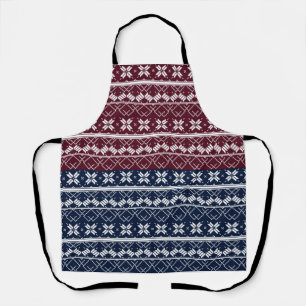 Scandinavian ornament on a blue, burgundy apron