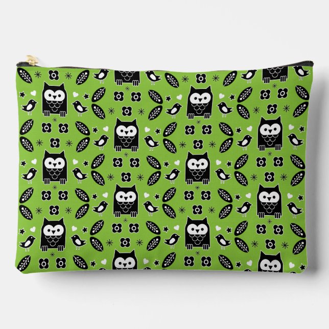 Scandinavian Owl Folk Art Accessory Pouch (Front)