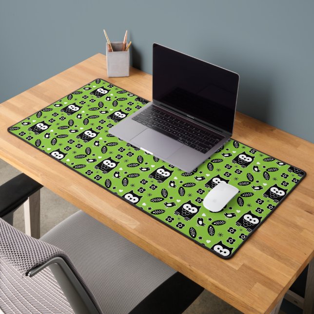 Scandinavian Owl Folk Art Desk Mat (Office 2)