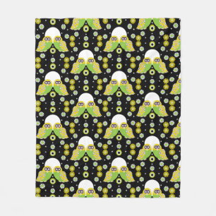 Scandinavian Owl Folk Art Fleece Blanket