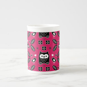 Scandinavian Owl Folk Art Gift Bone China Mug