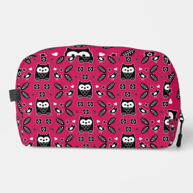 Scandinavian Owl Folk Art Gift Dopp Kit (Front)