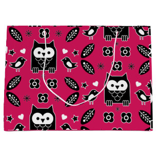 Scandinavian Owl Folk Art Gift Large Gift Bag