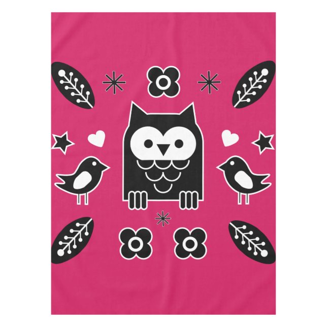 Scandinavian Owl Folk Art Gift Tablecloth (Front)