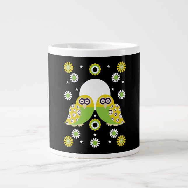 Scandinavian Owl Folk Art   Large Coffee Mug (Front)