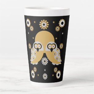 Scandinavian Owl Folk Art Latte Mug