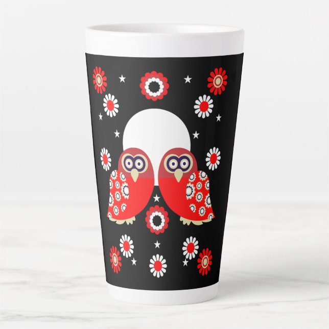 Scandinavian Owl Folk Art    Latte Mug (Front)