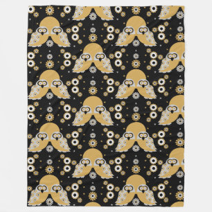 Scandinavian Owl Folk Art   Sherpa Blanket
